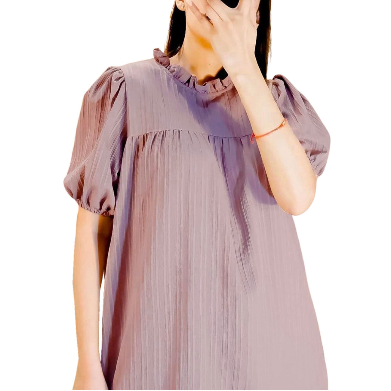 Ally Casual, Office or Elegant Dress - Puffed Sleeves Dress