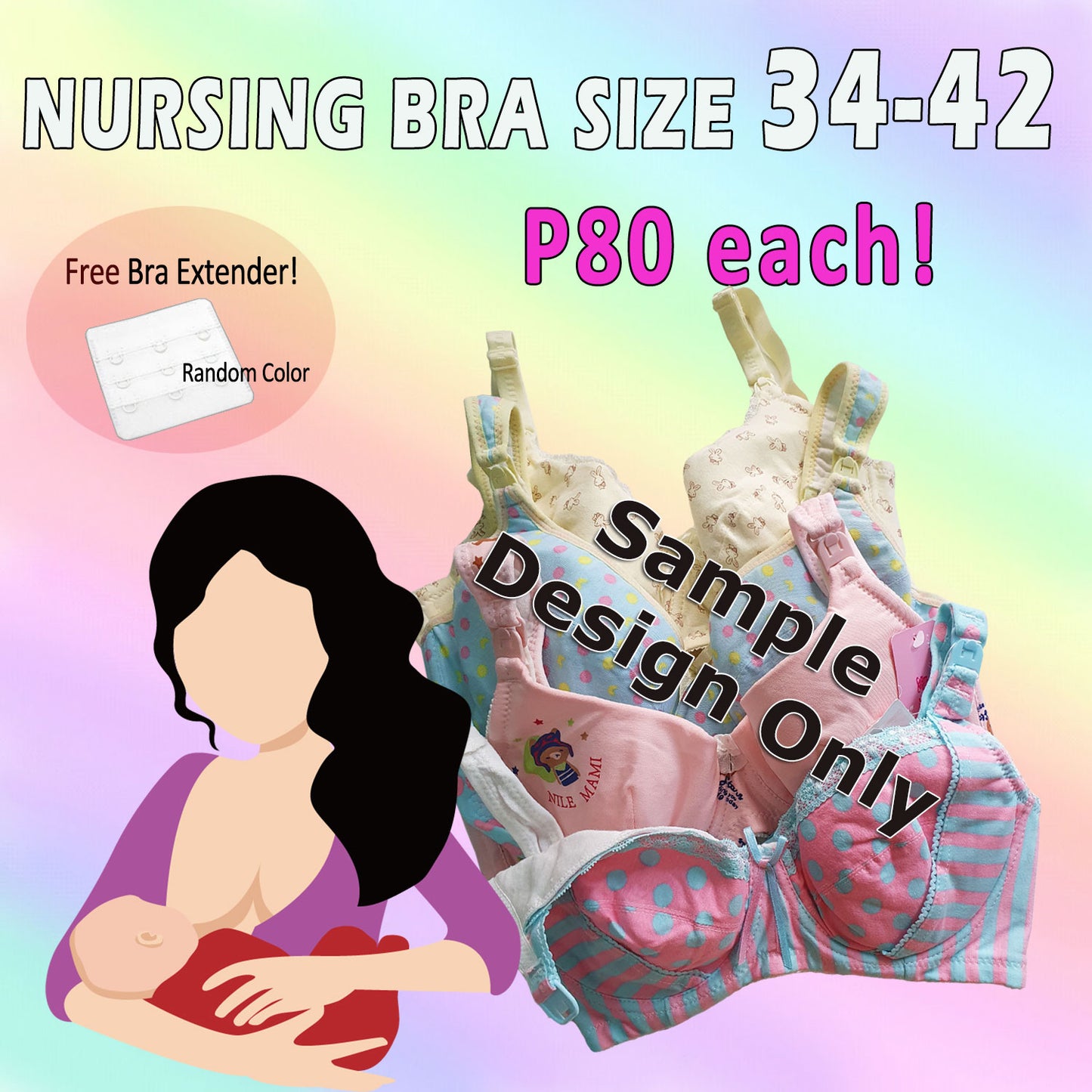 Nursing Bra, Maternity bra,  Breastfeeding Bra -  Size 34 to 42