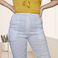 High Waist Woven Pants Straight Cut with Button and Side Pockets trouser